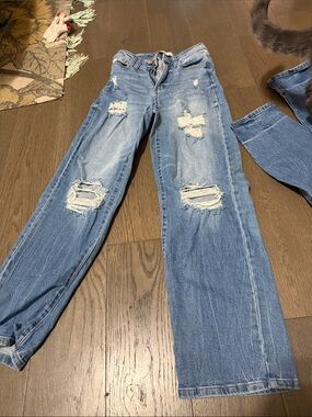 SO Light Blue Distressed Straight-Leg Jeans